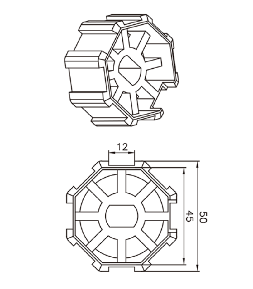 HTL33 50mm octagonal tube drive wheel