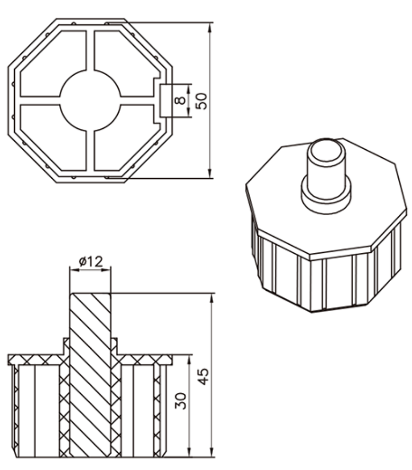 HTW15 octagonal 50mm