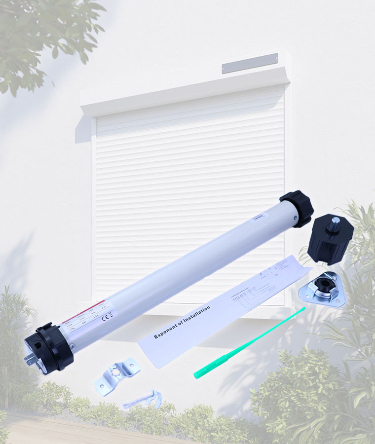 Tubular motor with roller shutter background