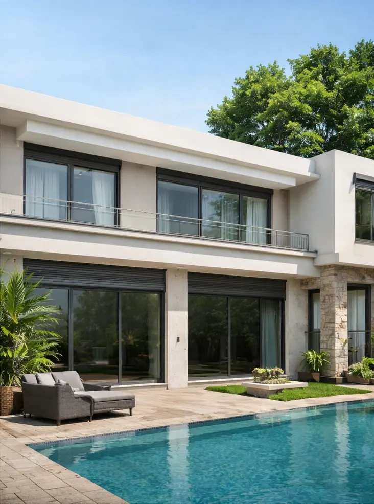 roller shutter motor installation in a villa